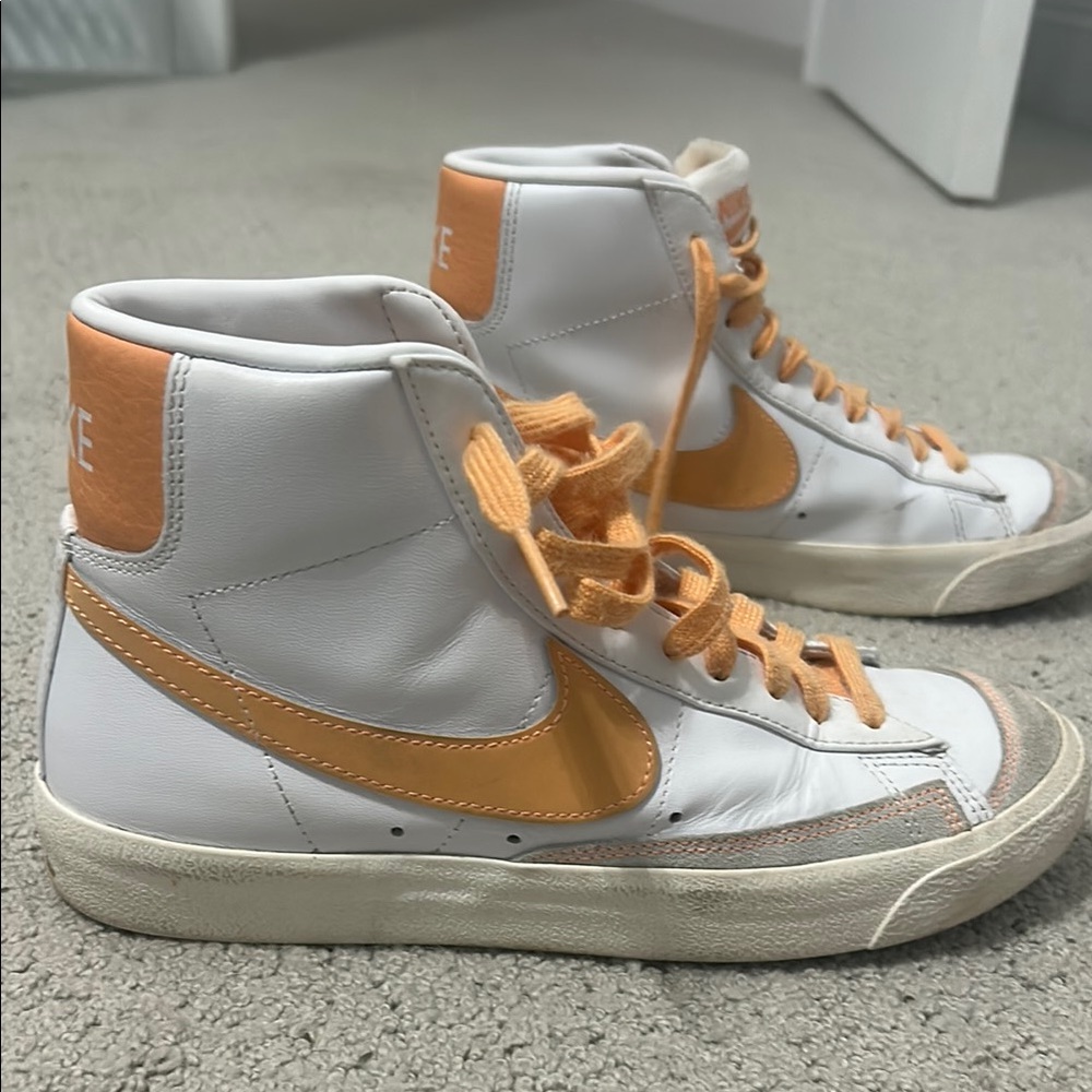 Nike High-Top Blazers in White and Orange